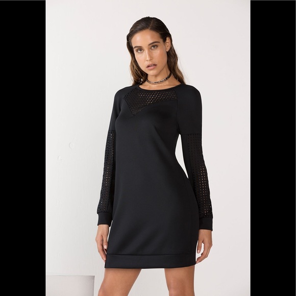 Fabletics Black Tully Laser Cut Shift Dress - Picture 1 of 3